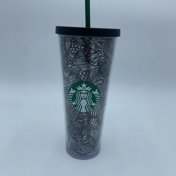 Starbucks Black Line Cirlces Tumbler Cup 24oz